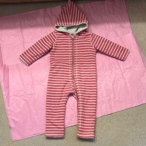 Hanna Andersson Red and White Striped Footies with Hood